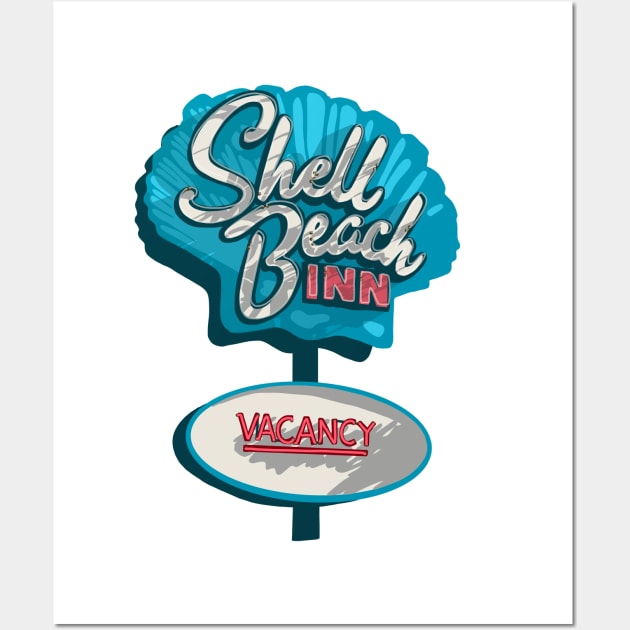 Shell Beach Inn Sign Wall Art by jenblove